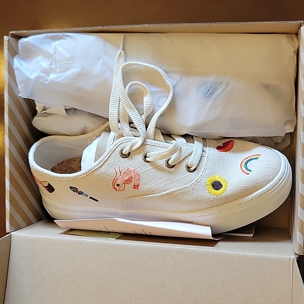 NIB Soludos X Baobap Embroidered Porto Sneakers size 8 Cream